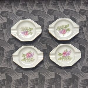 VTG Rare GERMANY lady lilac Porcelain Ashtrays Set No 100 & 56